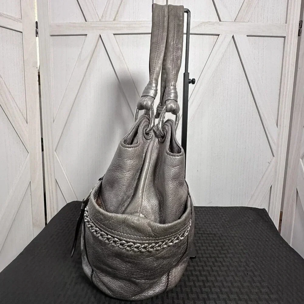 B Makowsky Metallic Pewter Alice Shopper